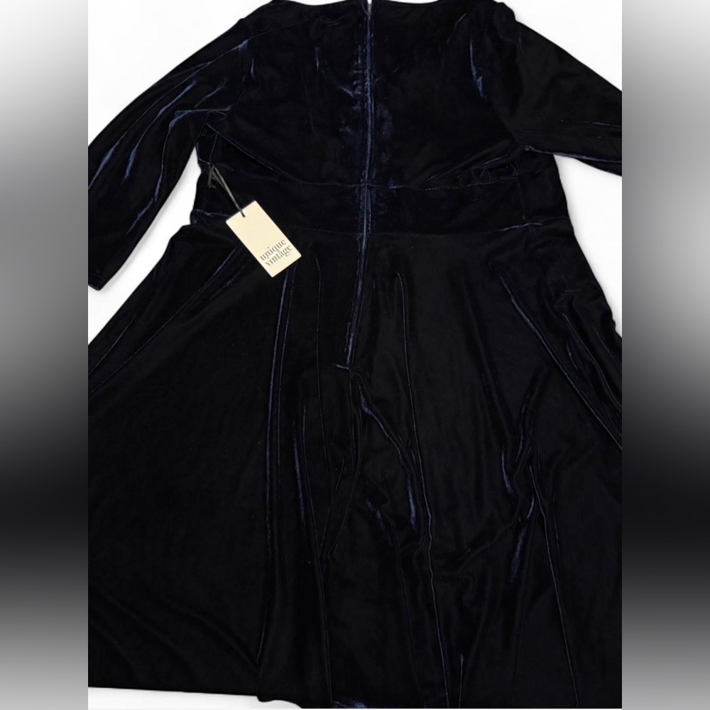 NWT Unique Vintage Velvet Navy Blue Dress 3X 20 Retro Holiday Glam Pinup Formal - Picture 6 of 6